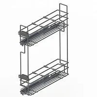 Бутылочница Квадро в модуль 150 мм, левая, 4 перегородки, направляющие GTV с доводчиком, графит — купить оптом и в розницу в интернет магазине GTV-Meridian.
